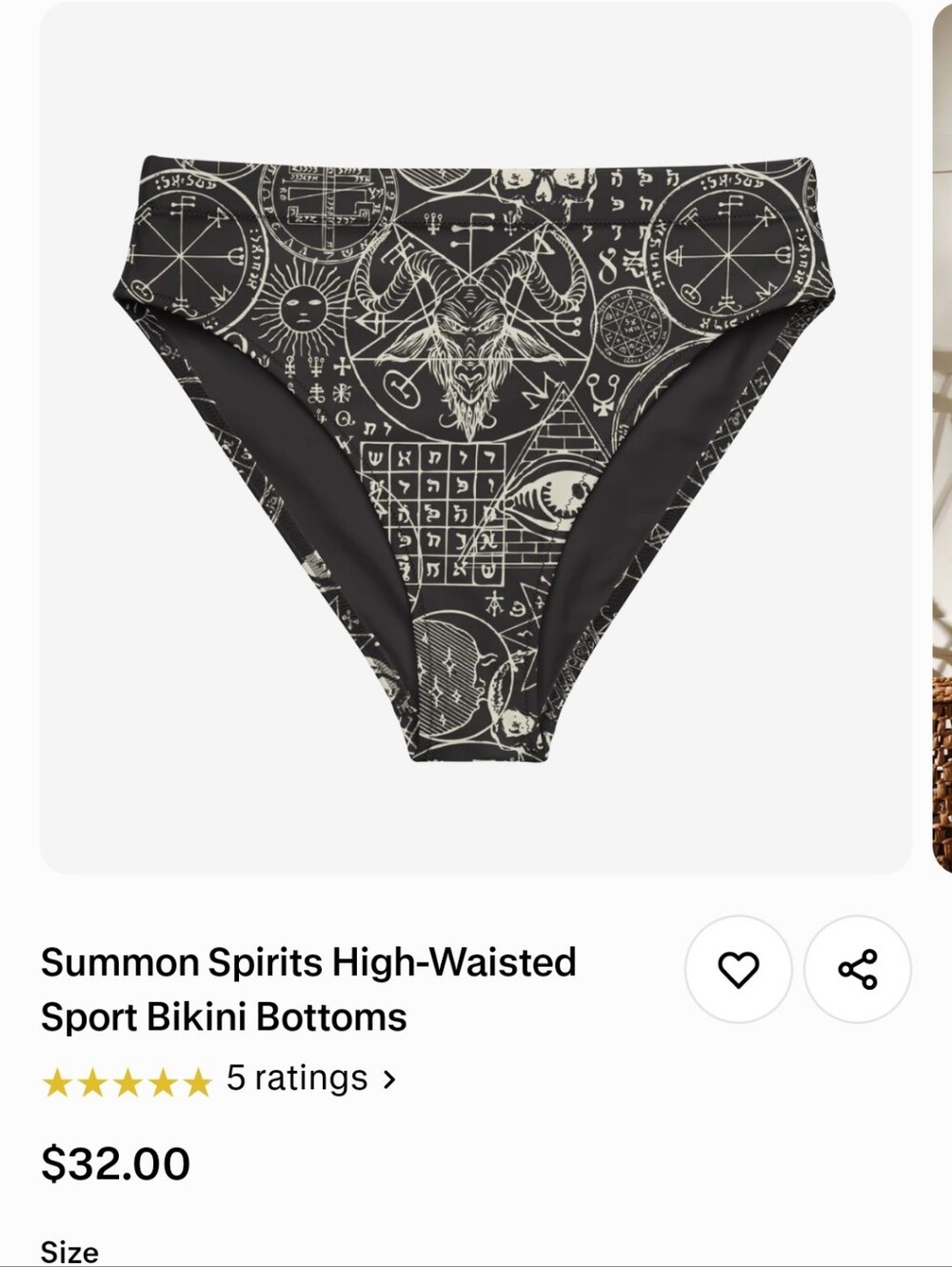 Goth Cloth Summon Spirit Highwaisted Bikin Bottoms